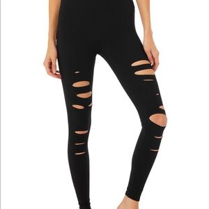 Ali High Waisted Ripped Warrior Leggings Black